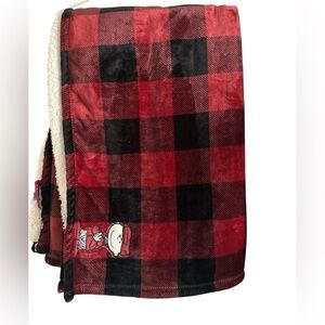 Peanuts Charlie Brown buffalo plaid Sherpa throw blanket NWOT